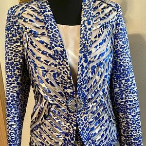 3 Piece Royal, Navy Blue and cream Susanna suit